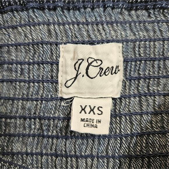 NWT J.Crew Smocked Puff-Sleeve Dress in Chambray Size XXS - Picture 6 of 9